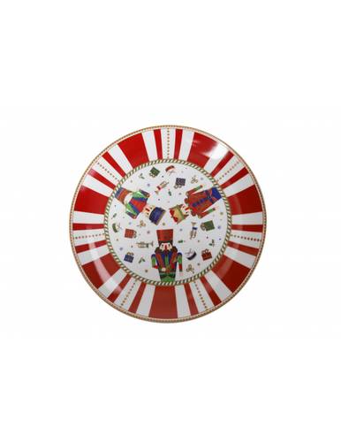 Piatto portata Lo schiaccianoci righe rosse porcellana cm30