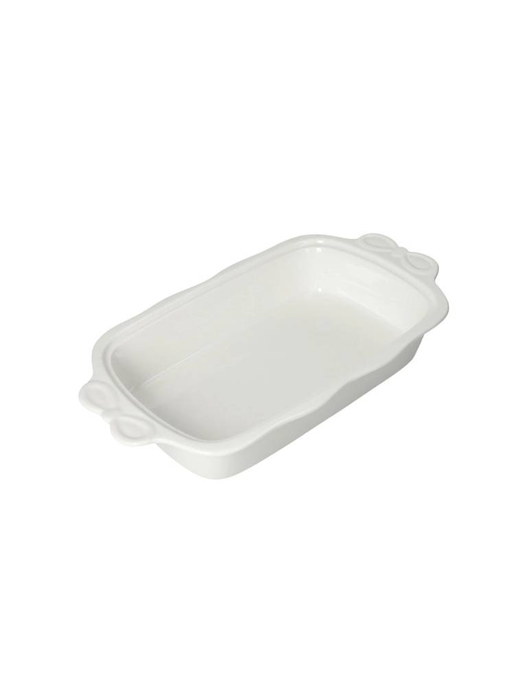 Pirofila da forno in porcellana bianca con manici fiocco 29,5x19,5