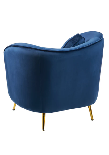 Poltrona Royal velluto blu piedi metallo oro