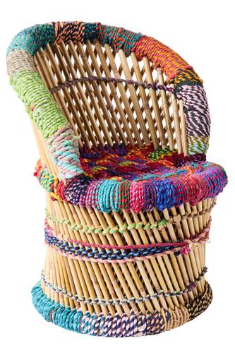 Poltrona cotone colorato e giunco da bambino 50h
