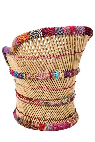 Poltrona cotone colorato e giunco naturale 78h