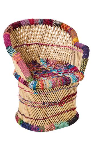 Poltrona cotone colorato e giunco naturale 78h