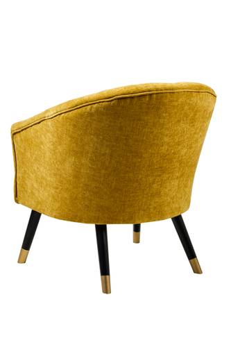 Poltrona velluto giallo mostarda gambe legno nere