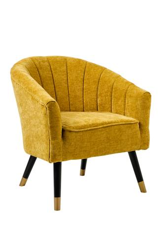 Poltrona velluto giallo mostarda gambe legno nere