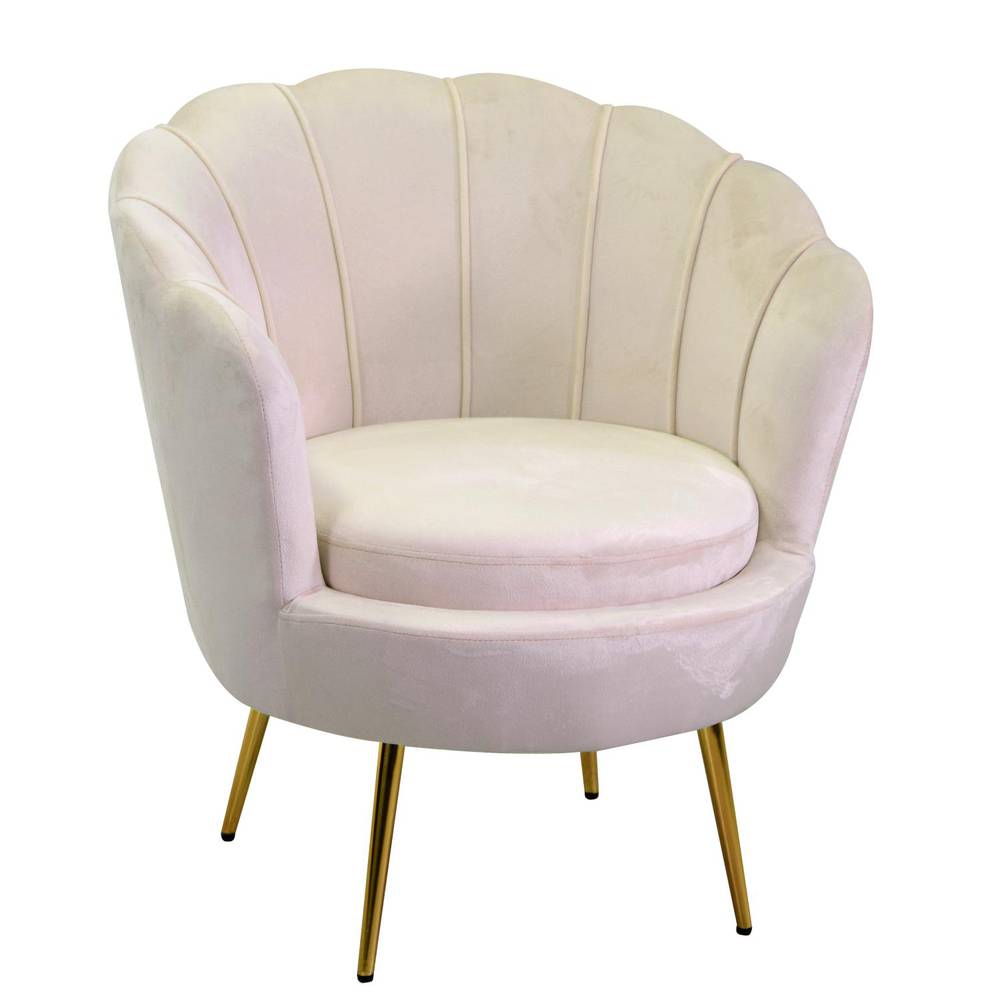 Poltrona ventaglio velluto beige piedini oro