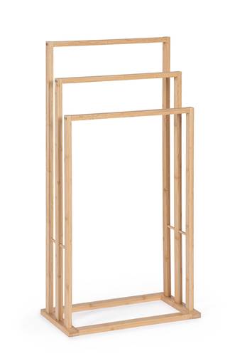 Porta asciugamani legno bamboo tre posti da terra