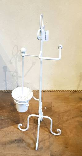 Porta rotolo con porta scopino ferro bianco forgiato da bagno
