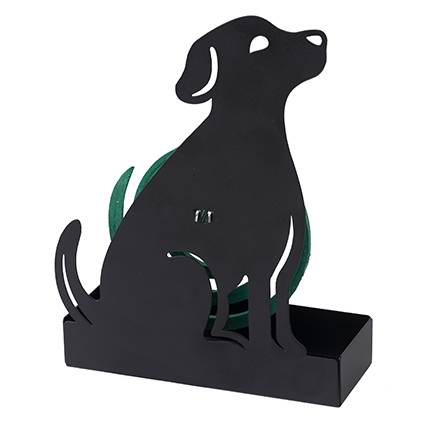 Porta zampirone metallo sagoma cane nero con vaschetta porta cenere