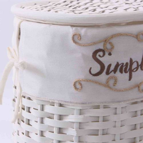 Portabiancheria bamboo bianco ovale fodera Simply Beautiful