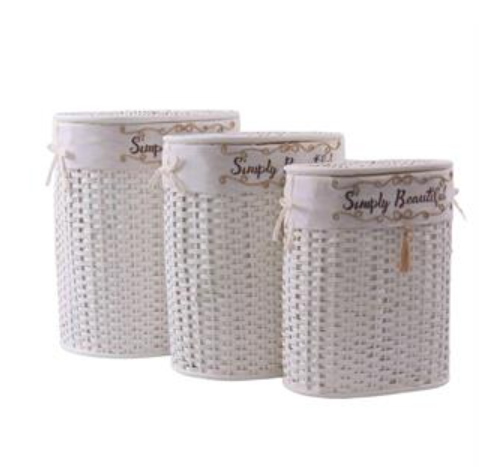 Portabiancheria bamboo bianco ovale fodera Simply Beautiful