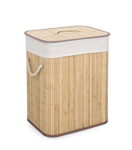 Portabiancheria bamboo naturale con fodera bianca 50h