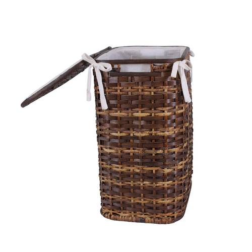 Portabiancheria bamboo noce fodera bianca con laccetti