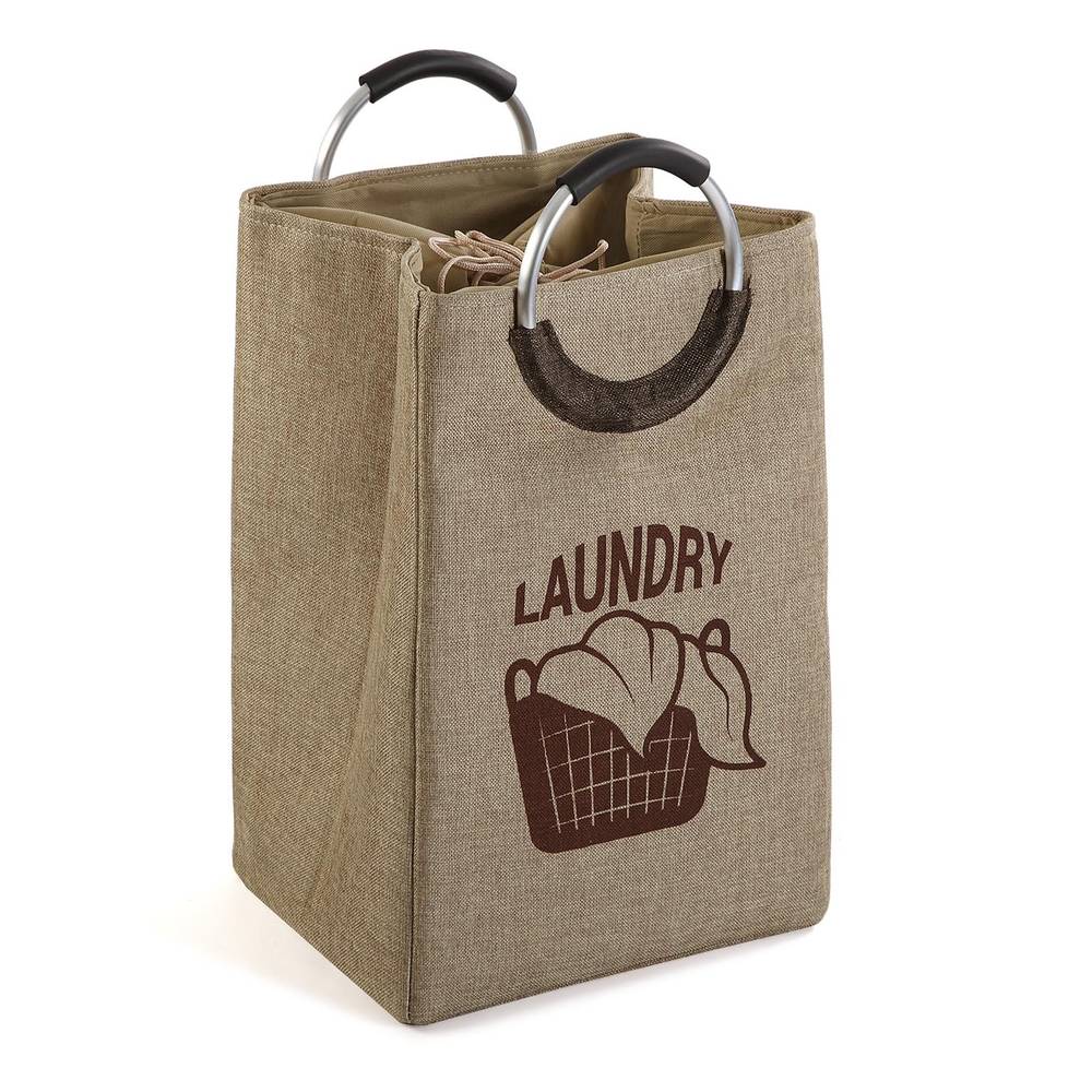 Portabiancheria borsa tessuto con maniglie Laundry beige