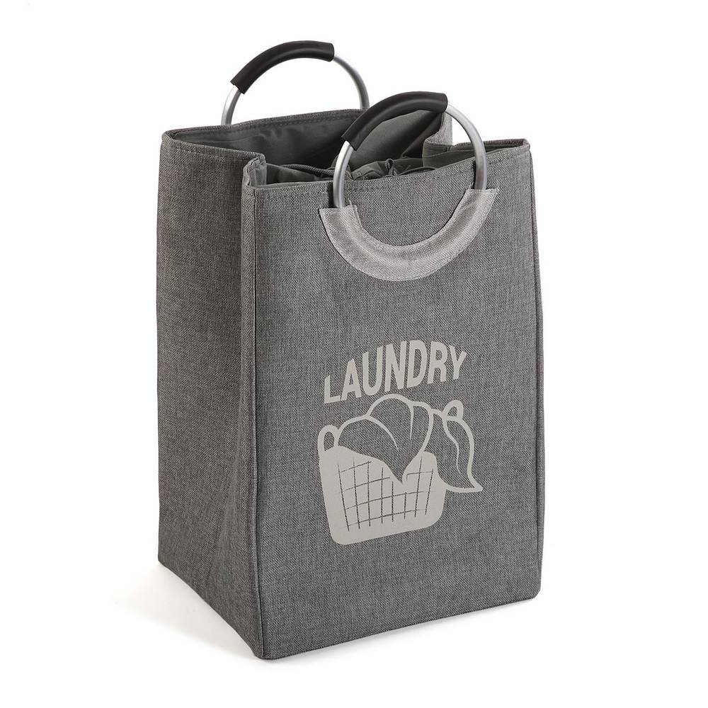 Portabiancheria borsa tessuto con maniglie Laundry grigio scuro