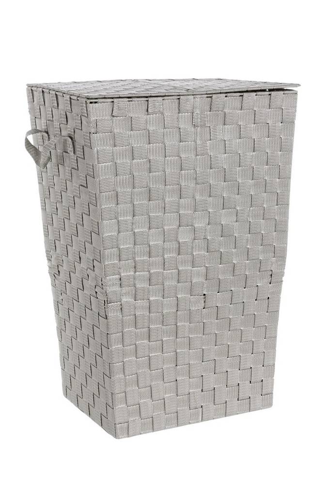 Portabiancheria reggetta nylon grigio con coperchio e maniglie