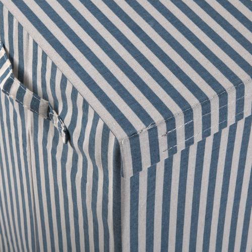 Portabiancheria tessuto cotone righe blu con coperchio e maniglie