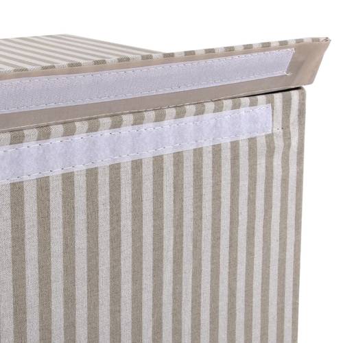 Portabiancheria tessuto cotone righe grigio con coperchio e maniglie