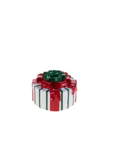 Portacandele pacco regalo tondo natalizio