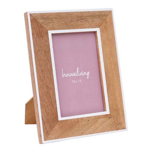 Portafoto legno mango naturale profilo bianco 10x15
