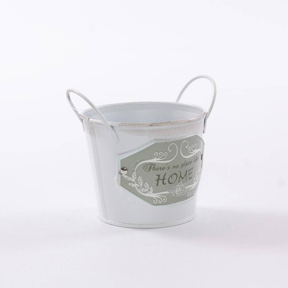 Portavaso latta bianca Home due manici cm 10
