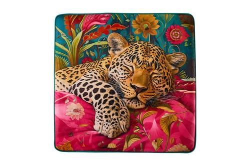 Pouf Malindi tigre quadrato con piedini in legno 45x45