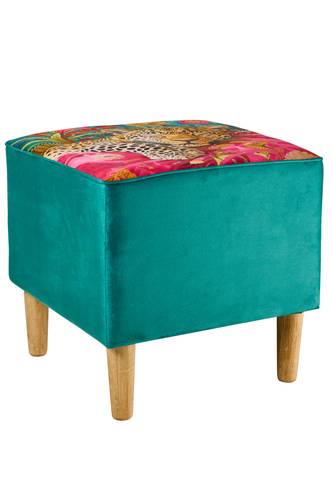 Pouf Malindi tigre quadrato con piedini in legno 45x45