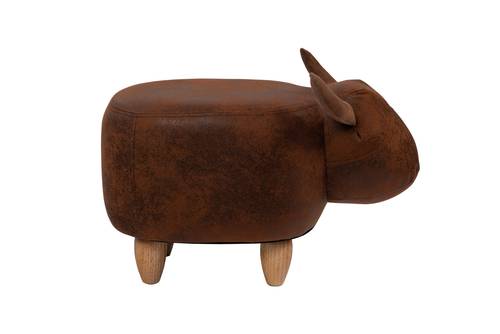 Pouf animale toro marrone ecopelle piedini legno