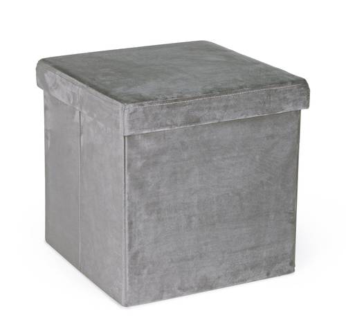 Pouf velluto grigio contenitore pieghevole 38x38