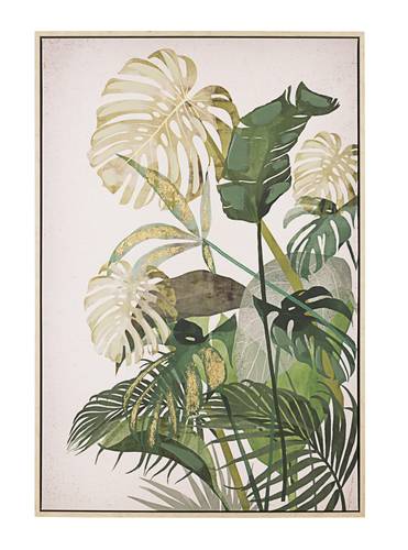 Quadro Bold stampa foglie verdi tropicali con cornice legno 62x92h