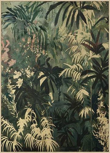 Quadro Bold stampa foresta verde finiture oro con cornice legno 102x142h