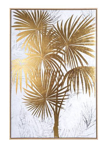 Quadro Bold stampa palme oro con cornice legno 82x122h