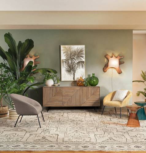 Quadro Bold stampa palme oro con cornice legno 82x122h