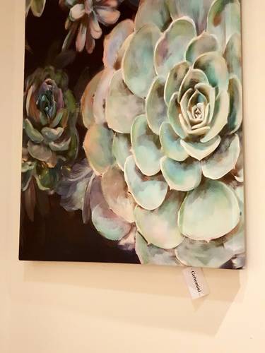 Quadro a olio cactus del deserto su fondo nero 60x90h