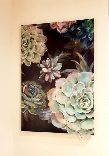 Quadro a olio cactus del deserto su fondo nero 60x90h