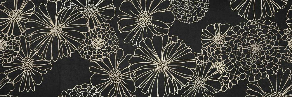 Quadro fiori bianchi fondo nero dipinto a olio 40x120