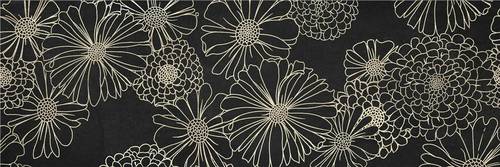 Quadro fiori bianchi fondo nero dipinto a olio 40x120