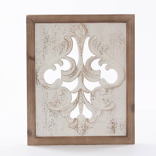 Quadro legno intagliato bianco naturale decor 45x54