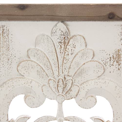 Quadro legno intagliato bianco naturale giglio 45x54