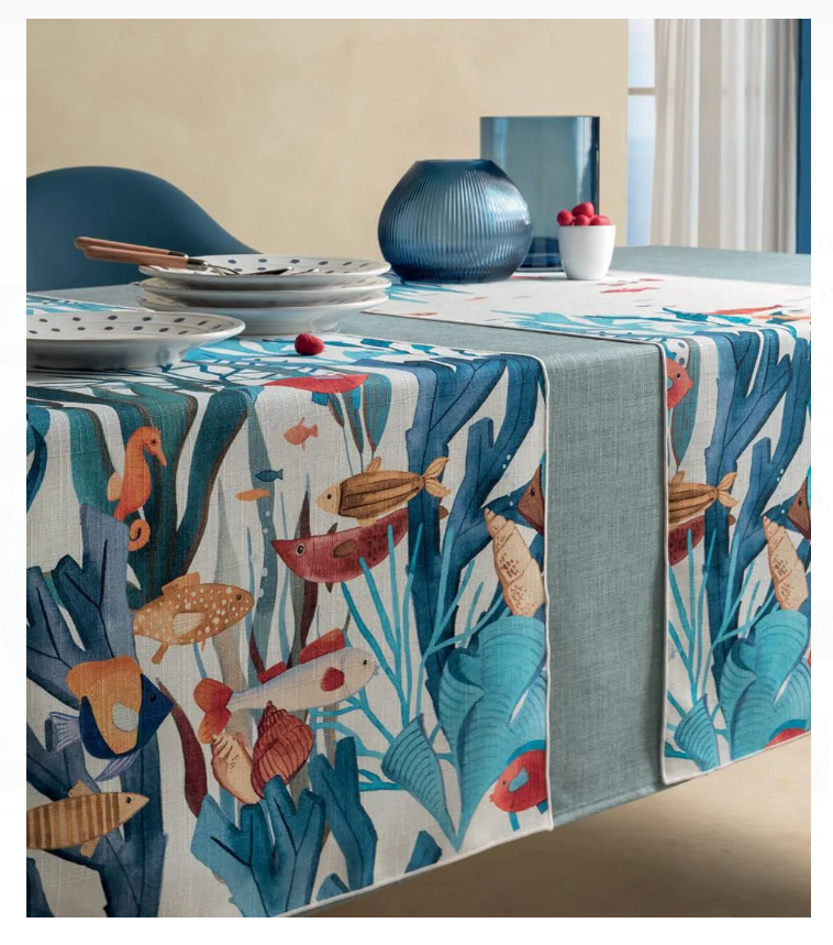 Runner antimacchia da tavolo Maui pesci colorati 50x155