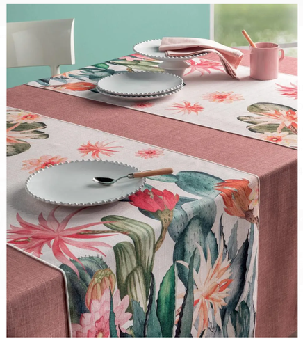 Runner antimacchia da tavolo Merida piante grasse 50x155