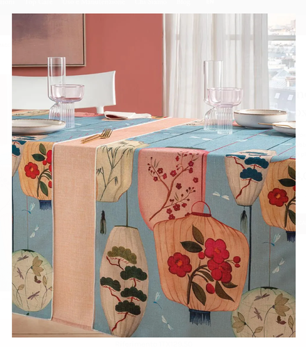 Runner antimacchia da tavolo Osaka lanterne giapponesi 50x155