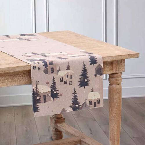 Runner da tavolo Mountain casette e alberi 45x150