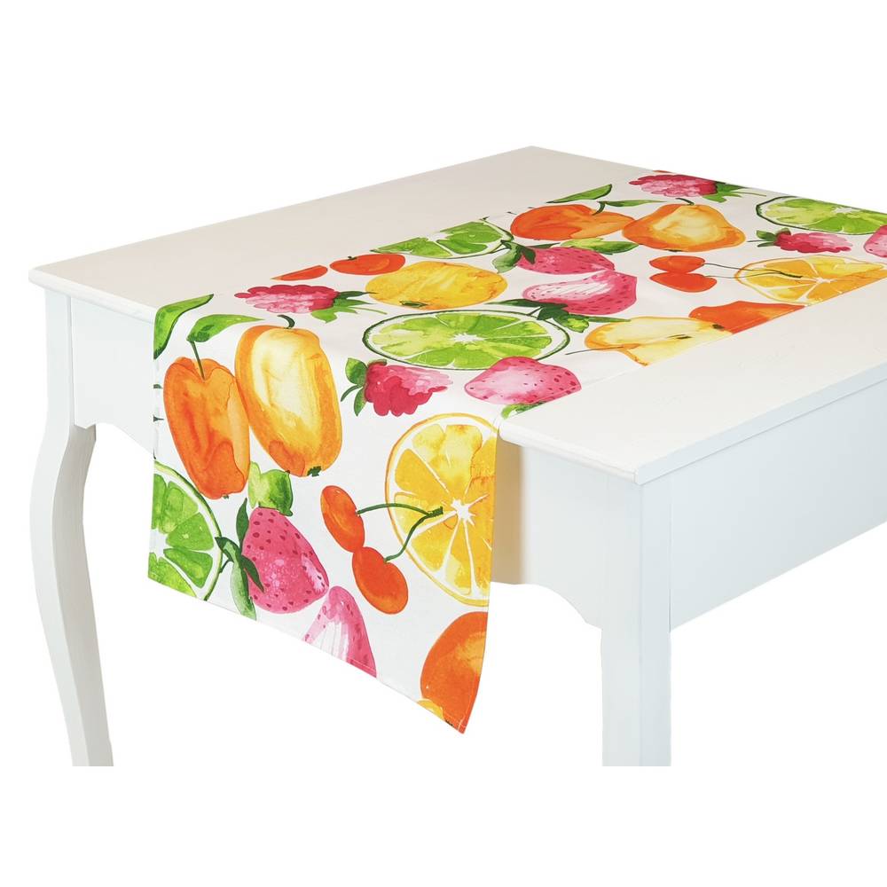 Runner frutta colorata cotone da tavolo 45x140
