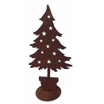 Sagoma albero con stelle ferro ruggine da giardino 100h