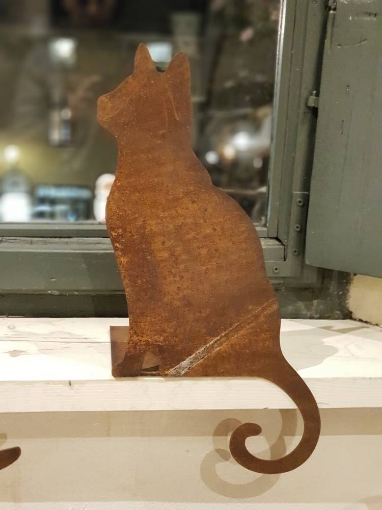 Sagoma gatto da balcone e per mensola ferro ruggine 40h