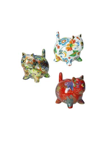 Salvadanaio gatto ceramica colorata