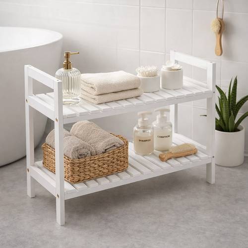 Scaffale 2 piani legno bianco basso 40h