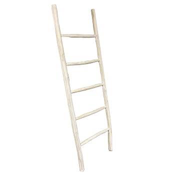 Scala legno teak bianco 5 pioli portasciugamani 140H