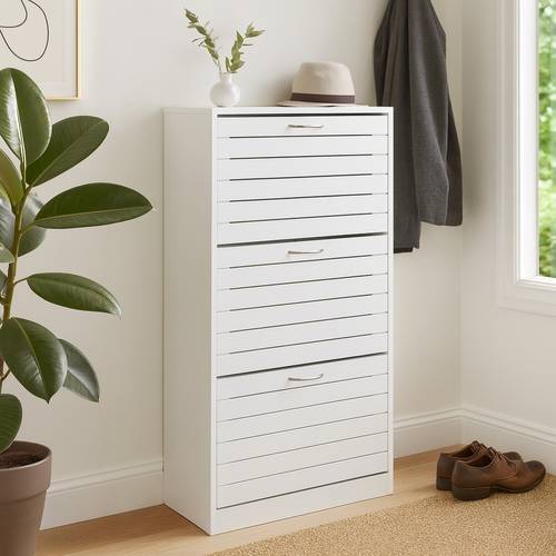Scarpiera 3 ante legno bianco a scuretto 120h