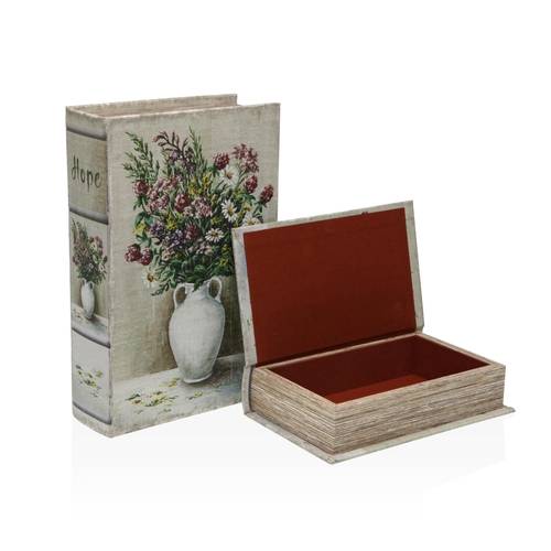 Scatola a libro Flowers tela decorata con brocca di margherite